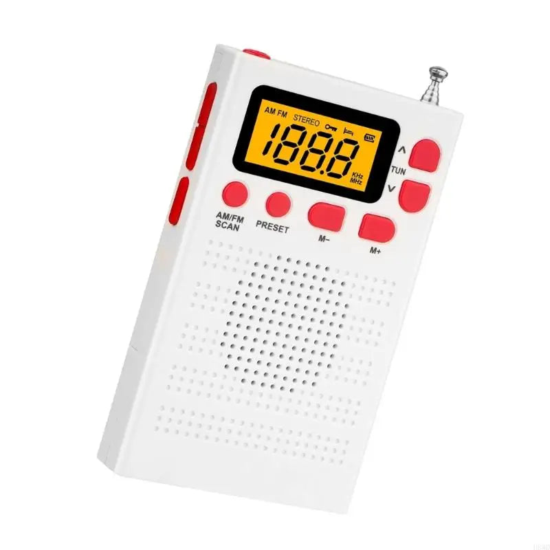 Portable Radio Mini FM Weather Radio Pocket Radio Player LCD Screen Digital Radio Long Distance Best Reception H8WD