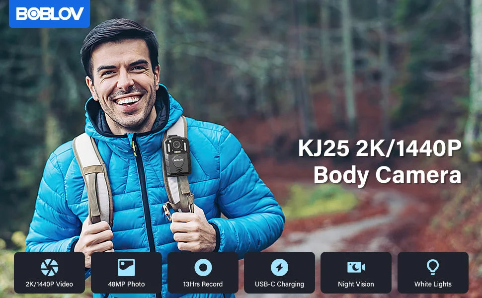 BOBLOV 1440P HD Body Cam KJ25 3000mAh 13Hrs Runtime Ideal for Law Enforcement