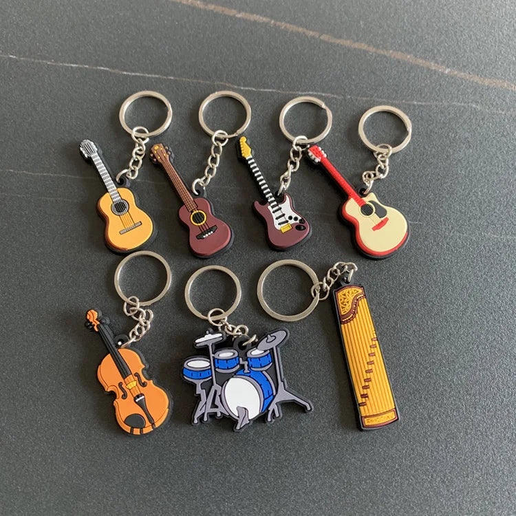 Fashion Key Chains Cute Violin Guitar Key Chains Mini Kawaii Musical Instrument Ornaments Gift for Friends Jewelry & Accessories