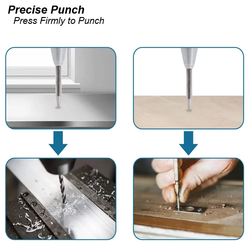 Auto Center Puncher Hole Marker Wood Metal Steel Spring Load Kerner Drill Locator Heavy Duty Punch Carpentry Automatic Hand Tool