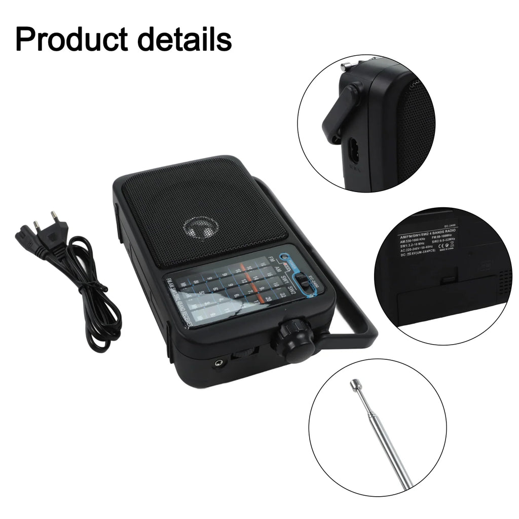 1pc Retro Multi-Band Radio Portable Elegant Full Band Handheld Weather Radio Built-in Speaker For-Emergency Radio Accessories