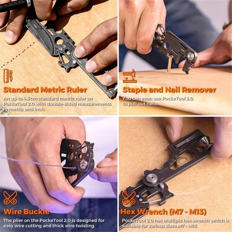 Multi functional knife tool card EDC outdoor survival folding wrench tool knife stainless steel combination knife card