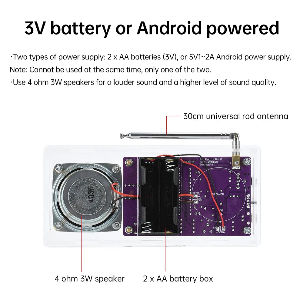 Radio electronic DIY kit AXS2031 FM radio digital tube display radio single chip learning assembly parts 87.5MHz~108MHZ