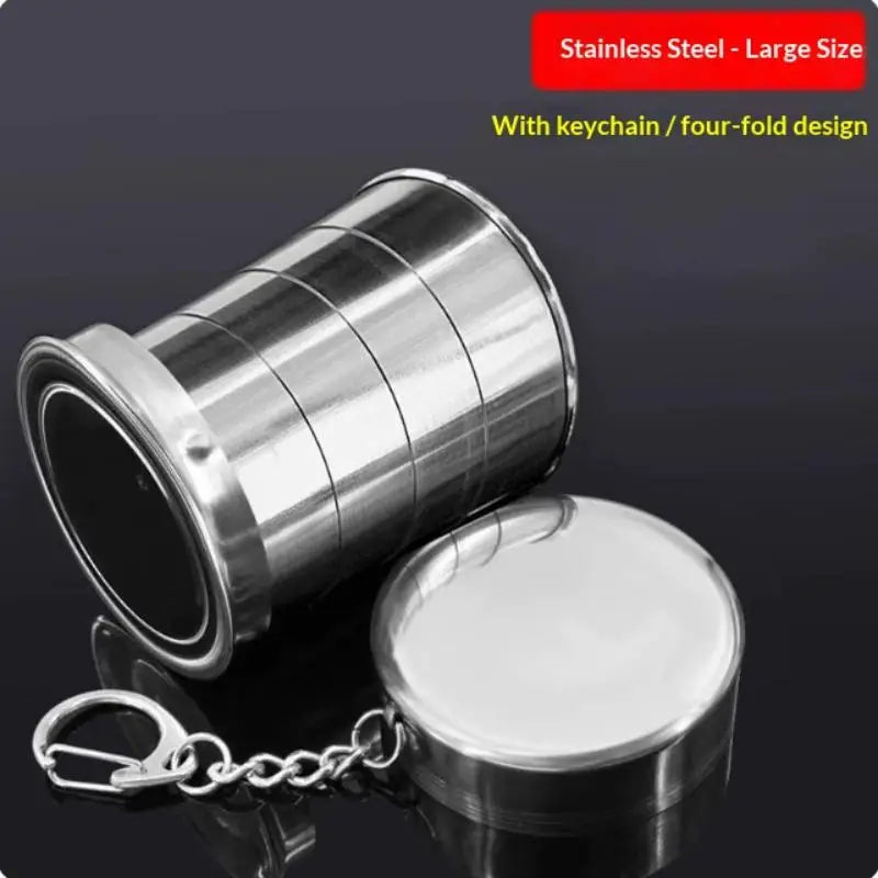 Stainless Steel Teacup with Collapsible Design for Camping Easy to Pack Lightweight Cookware for Outdoors