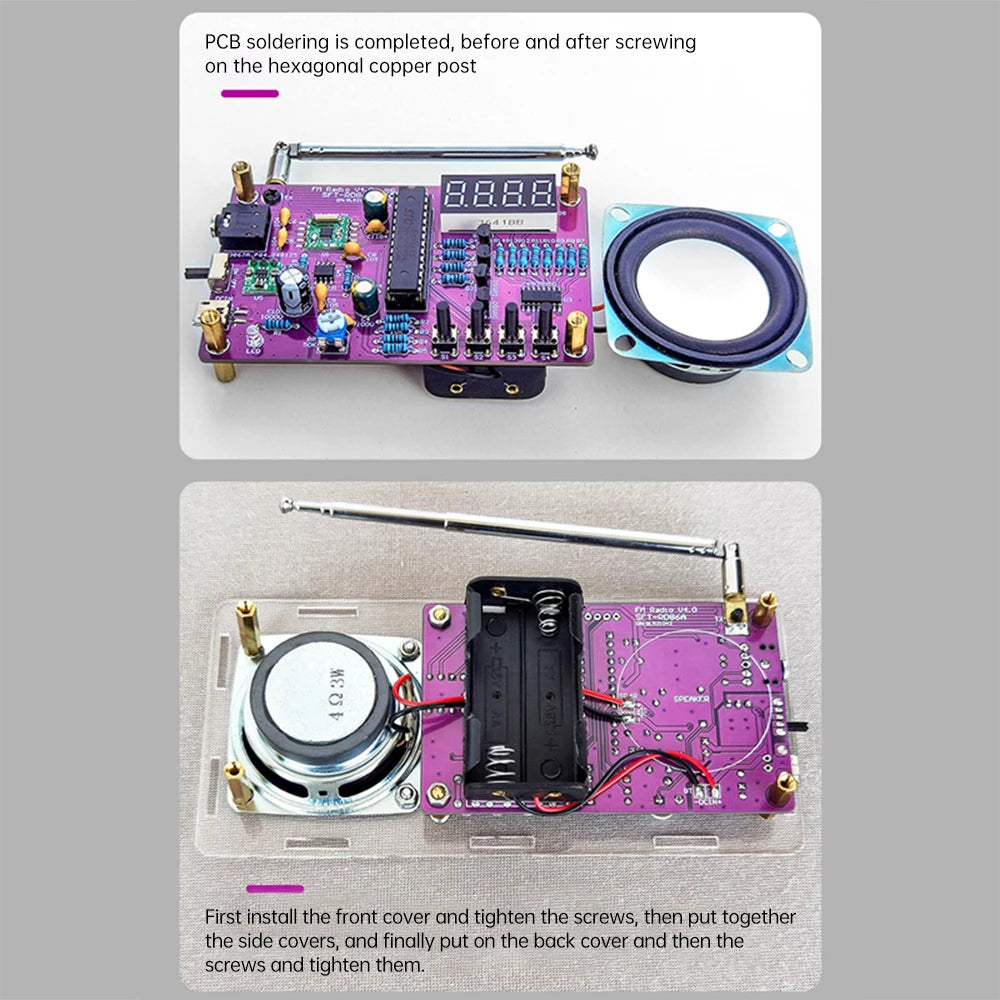 Radio electronic DIY kit AXS2031 FM radio digital tube display radio single chip learning assembly parts 87.5MHz~108MHZ