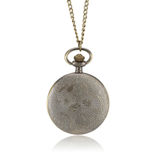 1 Pcs pocket watch with roman numerals Men Women Bronze Quartz Carved Case pocket watch on chain numerals nurse pocket watch