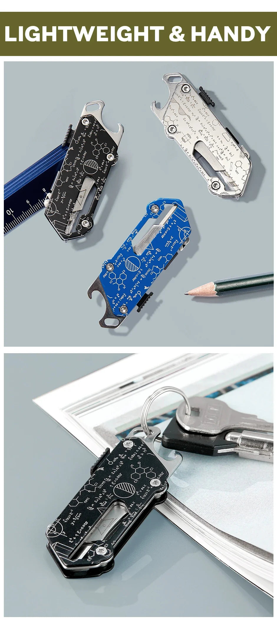 SWISS TECH Pocket Utility Knife Multitool Knives 2 In 1 Mini Stationery Knives Box Cutter Paper Cutting EDC Tool