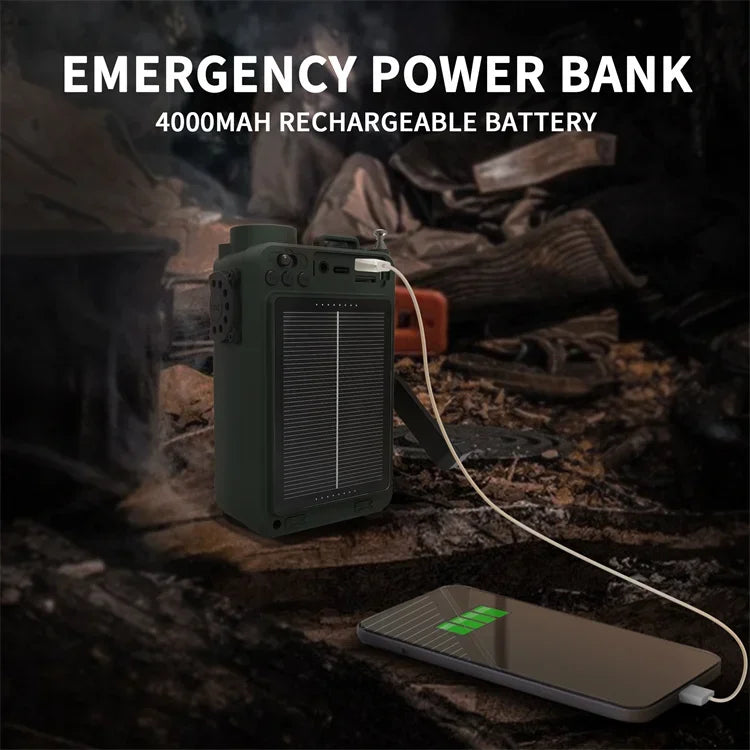 R11 Noaa Weather Radio Wireless Bluetooth Speakers Solar 4000mAh Self Powered Hand Crank Survival Wind Up AM/FM/SW/WB Band Radio