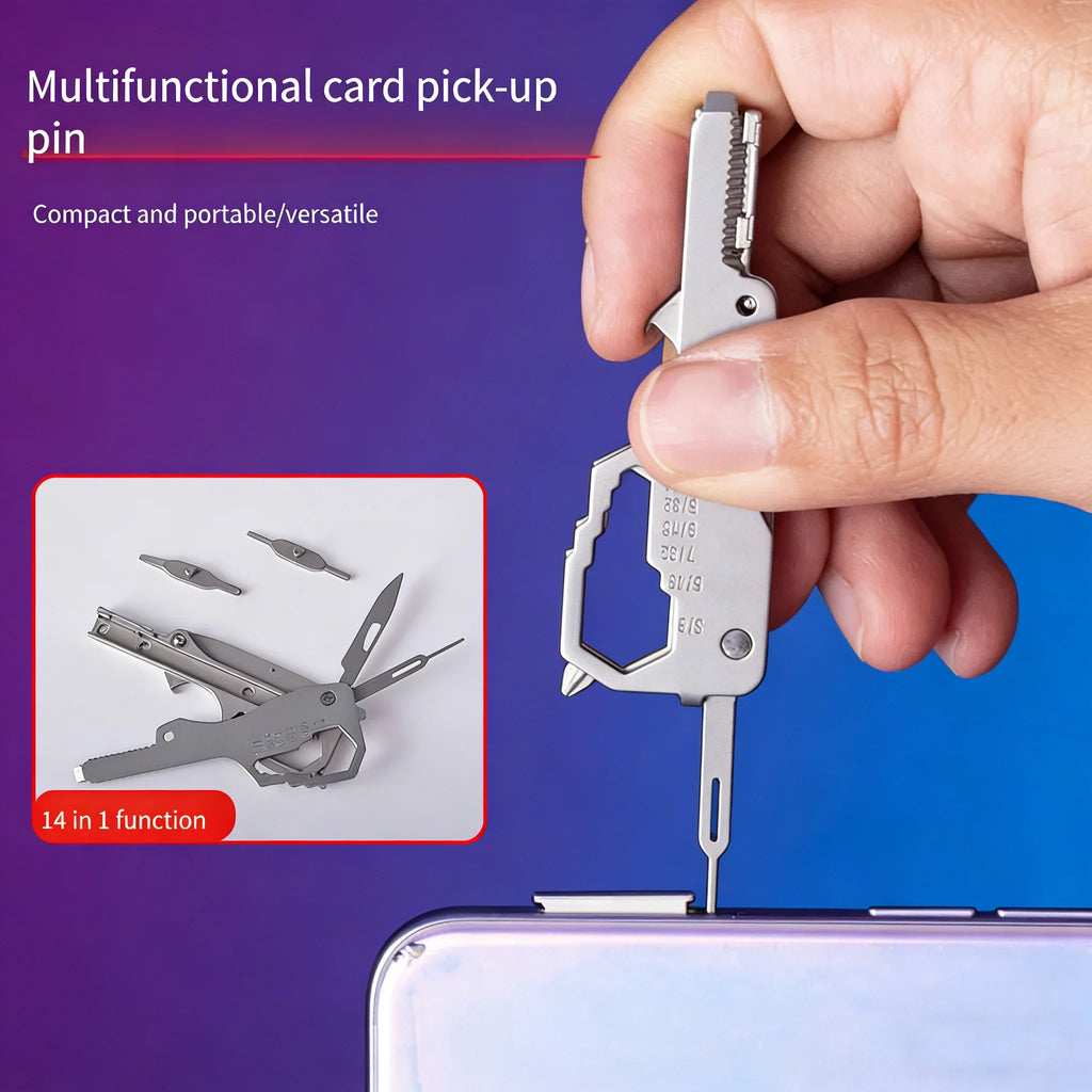 Multifunctional Keychain Tool Card - Stainless Steel Emergency Repair Kit for Drone, Outdoor & Home Use