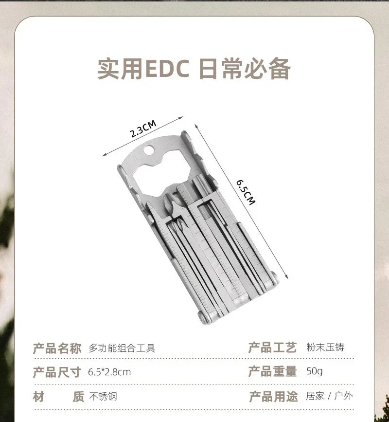 Multi-functional Stainless Steel Pocket Tool – 13-in-1 Portable Folding Tool for Outdoor Emergency Repairs
