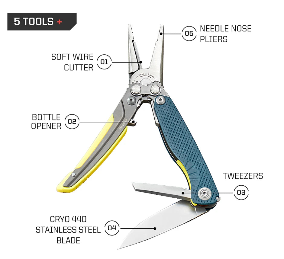 SOG 5 Tools Mini Compact Multi-tool Folding Fishing Pliers Lightweight Small EDC Hand Tool Pocket Knife Outdoor Camping Supplies