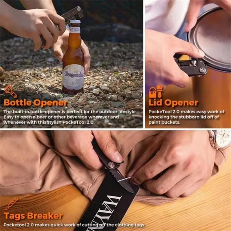 Multifunctional Outdoor Tool Combination Card Folding Molle Scissor Army Knife Mini Bicycle Repair EDC Camping Gear Equipment