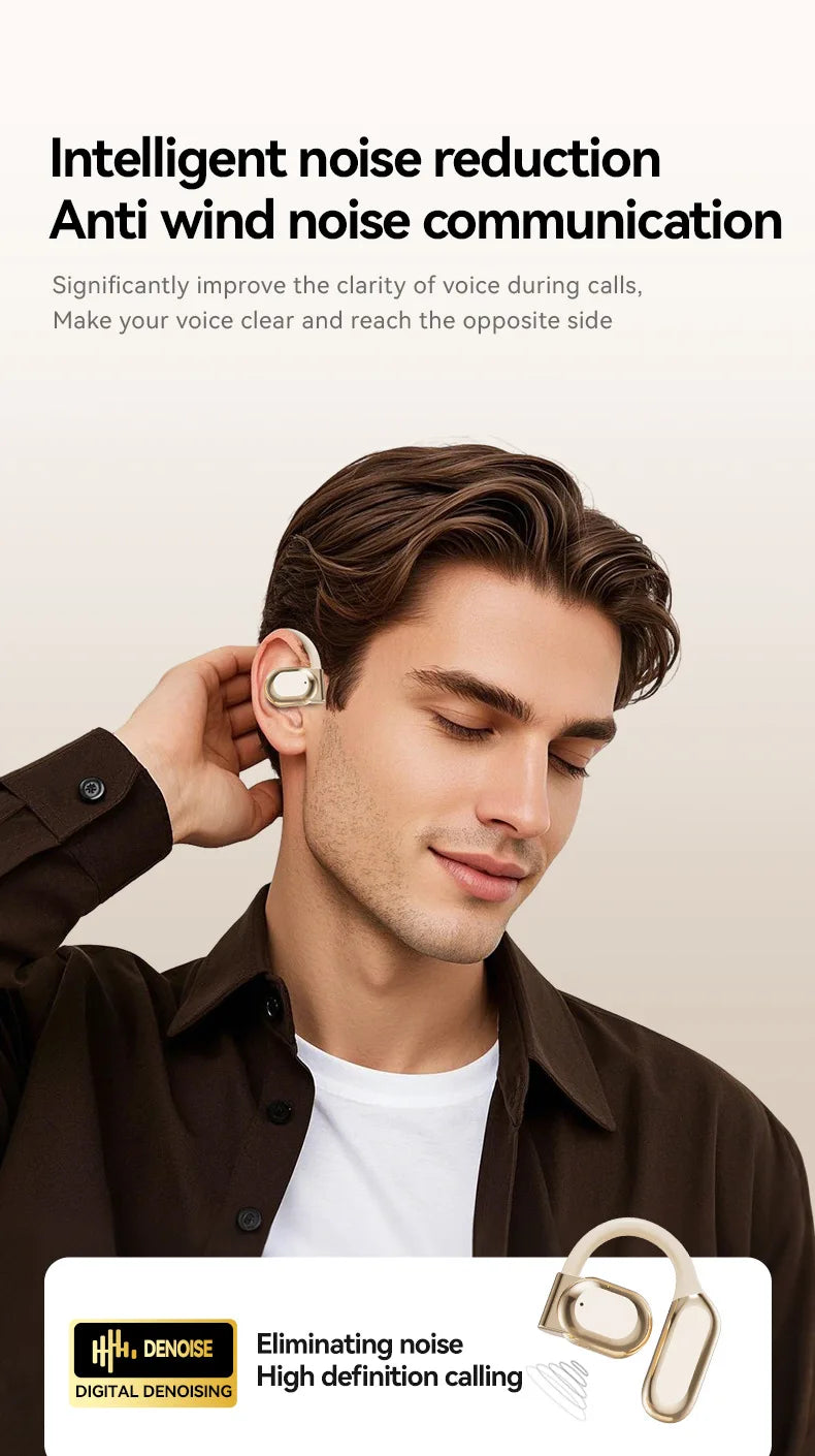 Wireless Bluetooth earbuds, simple over-the-ear design, non-intrusive, open sound quality, business style, with battery display