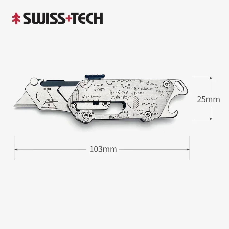 Swiss Tech Pocket Utility Knife Multitool Knives 2 In 1 Unpacking Knife Cutter Box Opener Paper Cutting Combination Tool