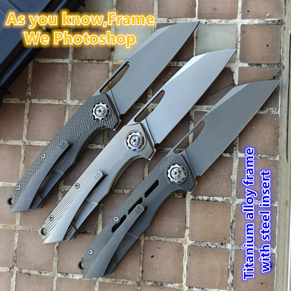 JUFULE New Neutralizer Titanium Handle 60+ HRC 154CM Steel Ceramic Bearing Pocket EDC Tool Hunting Camping Outdoor Folding Knife