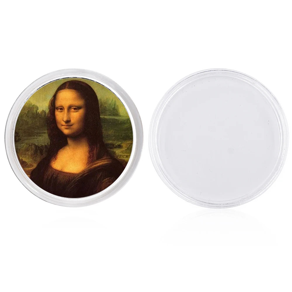 EU Style Sliver Coins Leonardo Da Vinci Paintings Coin Classic Metal Artwork The Renaissance Retro Commemorative Coin Home Decor