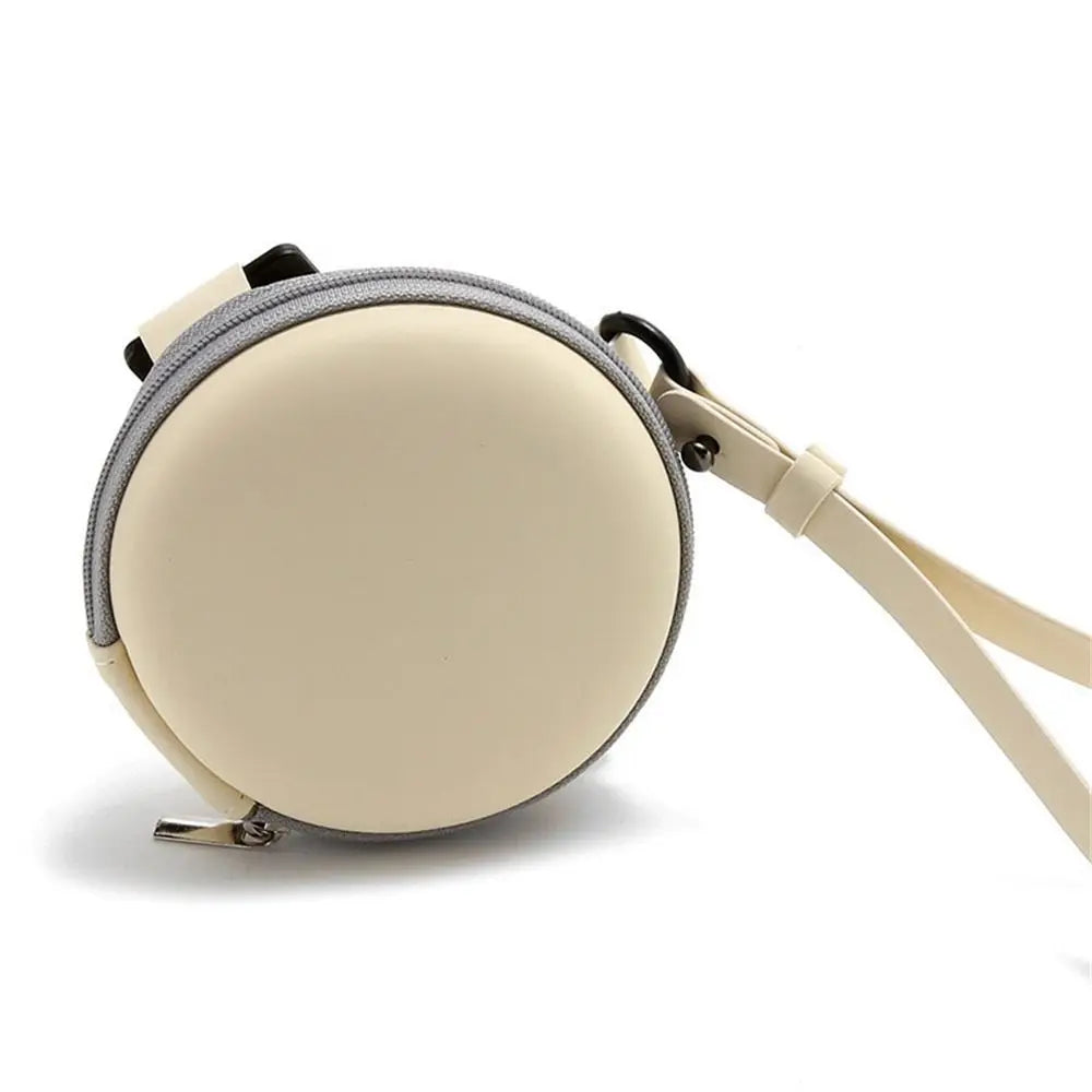 Foldable Round Sunglasses Storage Case Retro Fashion Beige Eyeglasses Pouch EVA Folding Glasses Case Portable