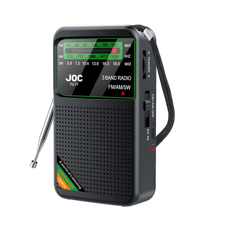 Portable Radio AM FM SW Pocket Radios with Rechargeable Battery Built in Speaker with HD Display Screen Mini FM Receiver Radios