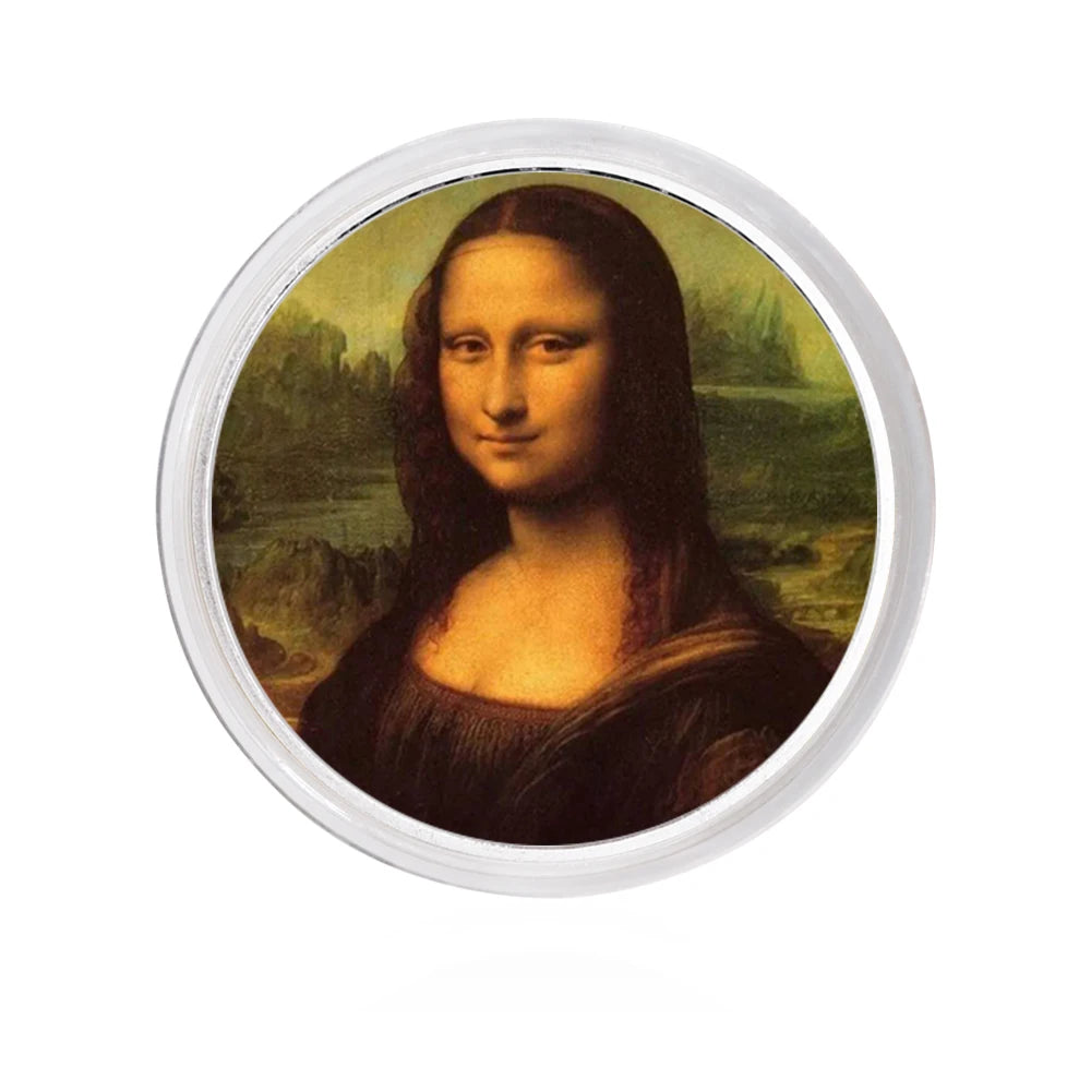 EU Style Sliver Coins Leonardo Da Vinci Paintings Coin Classic Metal Artwork The Renaissance Retro Commemorative Coin Home Decor