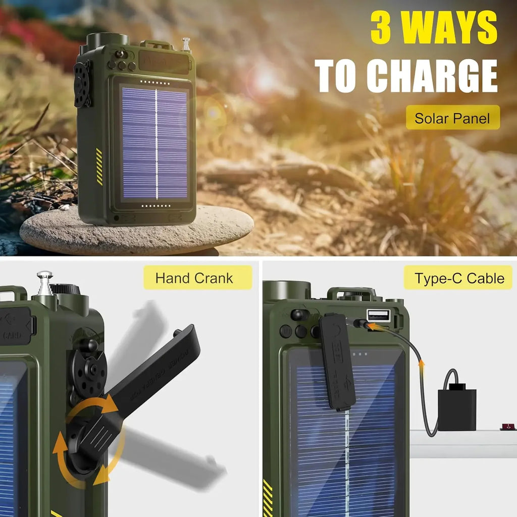 R11 Noaa Weather Radio Wireless Bluetooth Speakers Solar 4000mAh Self Powered Hand Crank Survival Wind Up AM/FM/SW/WB Band Radio