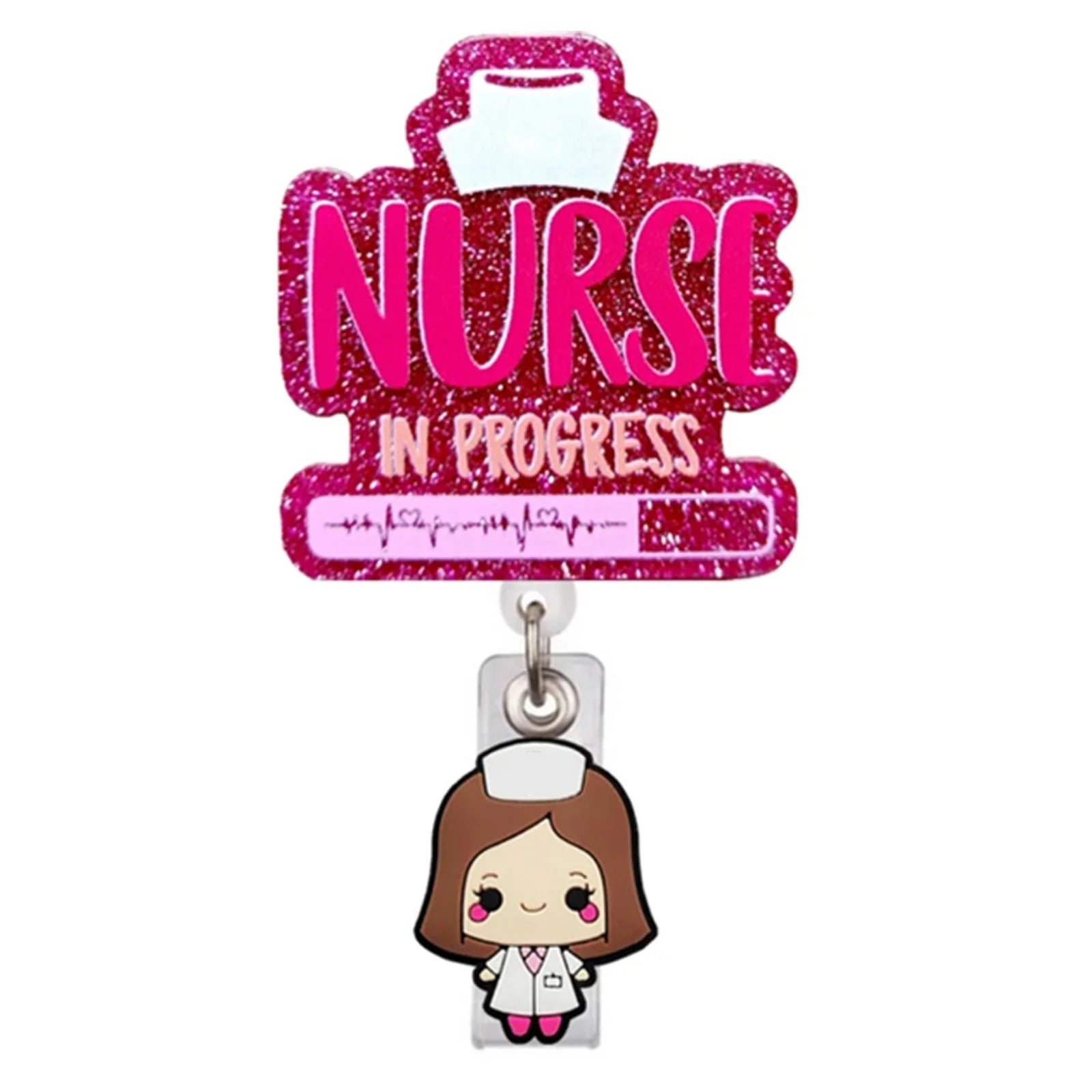 Acrylic Brain Baby Cat Coffee Cup Medical Rotatable Id Badge Holder Retractable Badge Reel Gift For Doctor Nurse Key Chain Tools
