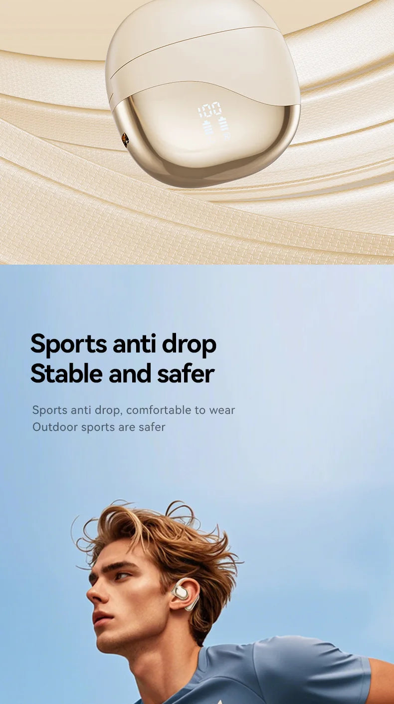 Wireless Bluetooth earbuds, simple over-the-ear design, non-intrusive, open sound quality, business style, with battery display