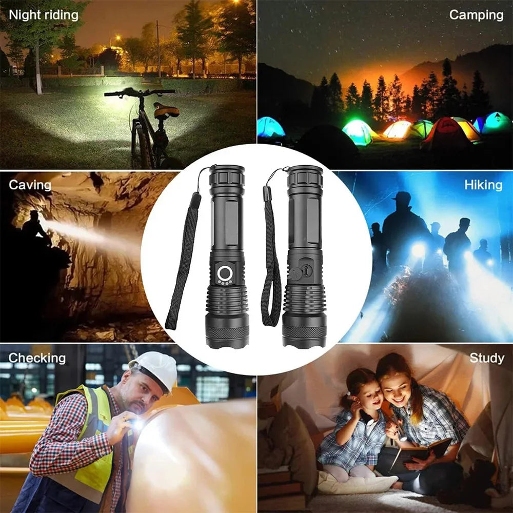 Rechargeable LED Flashlights 990000 Lumens Super Bright Portable Flashlights 5 Modes IPX4 Waterproof Handheld Torches for Hiking