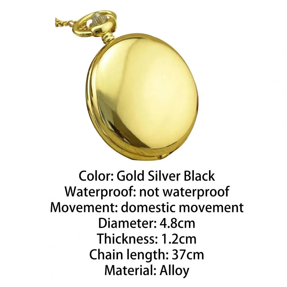 Quartz Pocket Watch Fob Chain Necklace Mens Father Gifts Clock Classic Smooth Vintage Pocket Watch Necklace Pendant Pocket Watch
