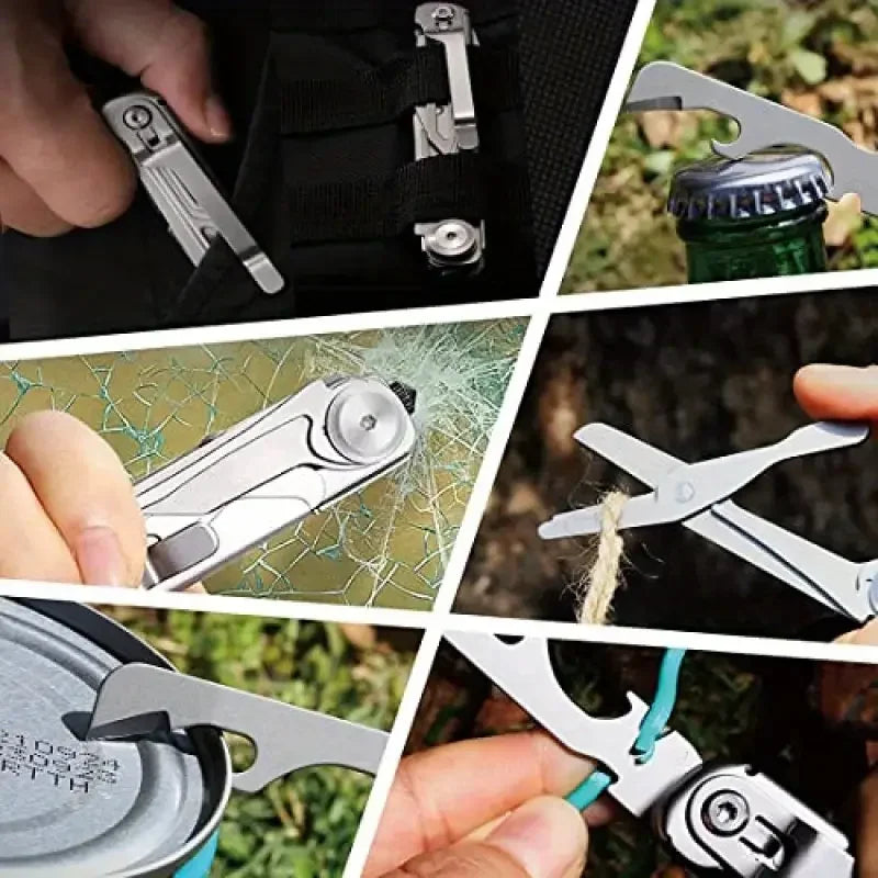 9-in-1 Multitool Pocket Mini EDC Tooll Pocket Knife - Foldable for Lightweight Portable Tool for Camping and Household Use