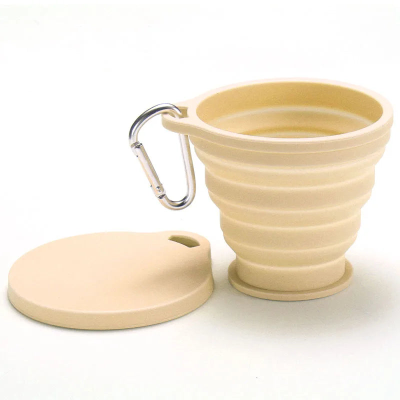Collapsible Silicone Cup - Portable Foldable Travel Mug for Camping Hiking, BPA-Free Leakproof Water Bottle with Lid