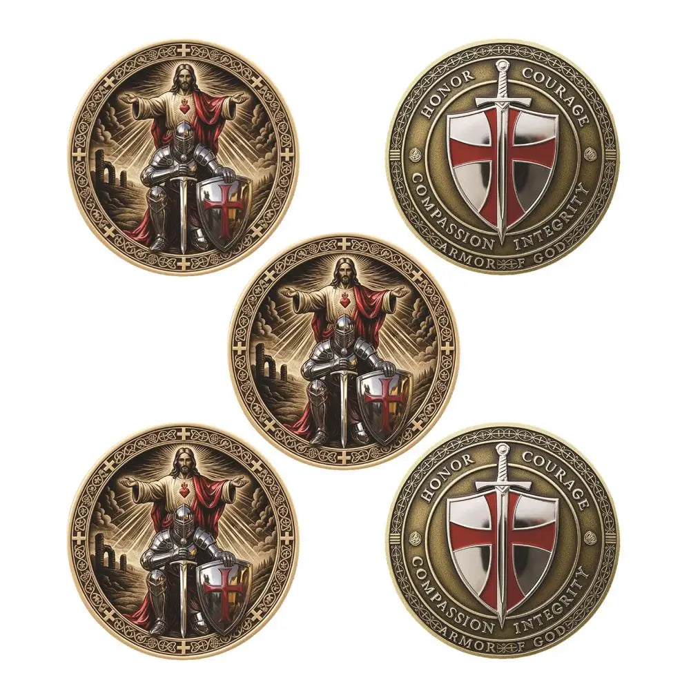 Challenge Coin Holy Challenge Coin Knight Prayer Commemorative Coin Christian Faith Symbolism Gift for Men Collectors Christian