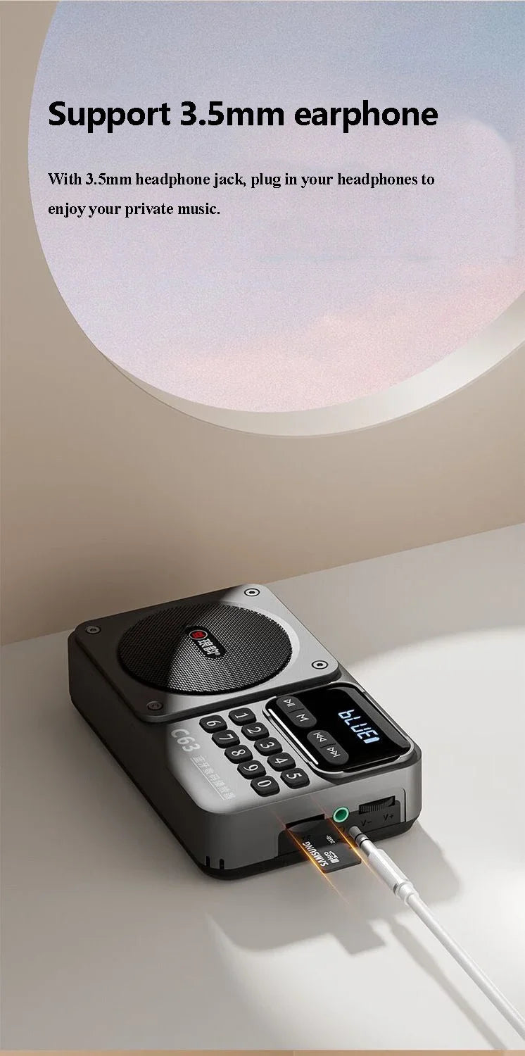 Rechargeable Portable FM Radio Type C Charging Wireless Speakers Support USB TF Card MP3 Music Player with FM Radio Receiver