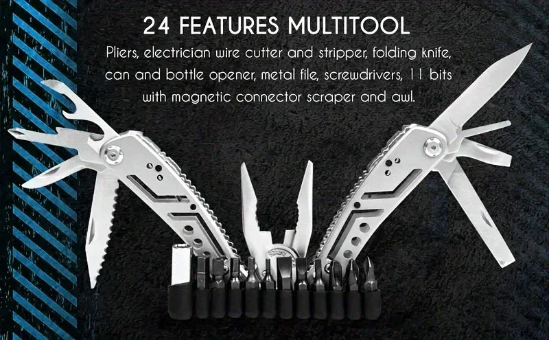 Multitool 24in1 With Mini Tools Knife Pliers And 11 Bits  Multi Tool All In One Multi Function Gear Camping Backpacking Survival