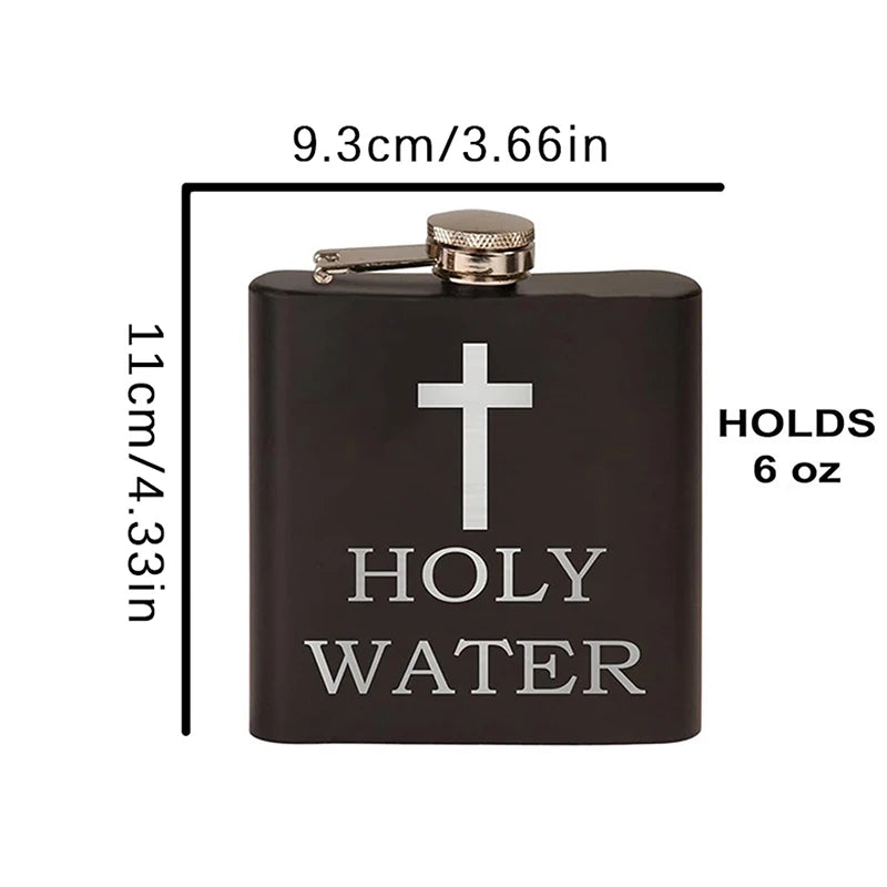 168ML Cross Pattern Holy Water Bottle Black Hip Flask Stainless Steel Hip Flask Hip Flask Alcohol Whiskey Hip Flask Screw Cap