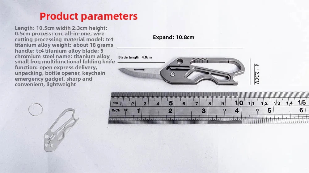 Titanium Alloy Keychain Folding Knife Multifunctional EDC Pocket Cutter With Bottle Opener Portable Outdoor Daily Carry Tool