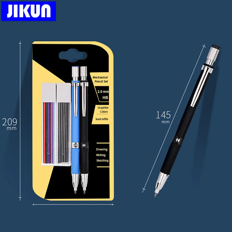 2.0mm Mechanical Pencil Set HB Automatic Pencils with Color Pencil Leads School Pens Supplies Office Kawaii Stationery