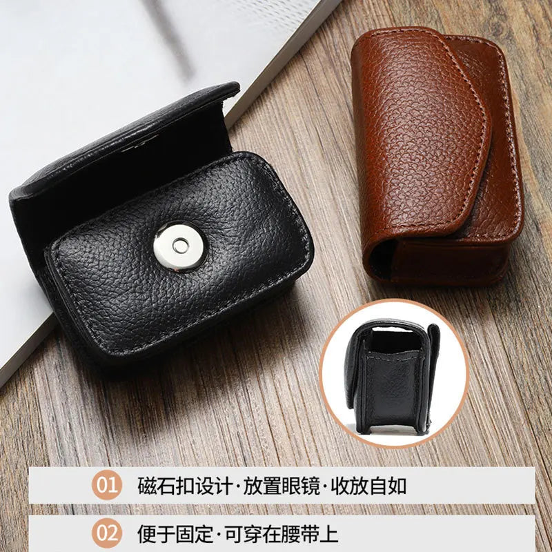 Classic Belt  Wearable PU Glasses Case Men Portable Leather Folding Glasses Storage Box Women
