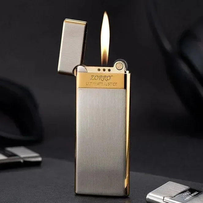 ZORRO Metal Ultra-thin  Butane Gas Inflatable Grinding Wheel Ignition Lighter Cigarette Lighters High-end Men's Small Tools