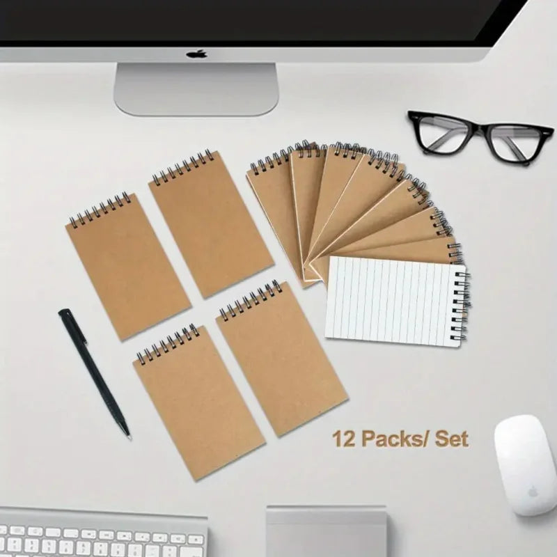 6/12/18 Pcs Pocket Spiral-Bound Notepads Office-Style Mini Notebooks Lined Paper Memos For Home University School Meeting Use