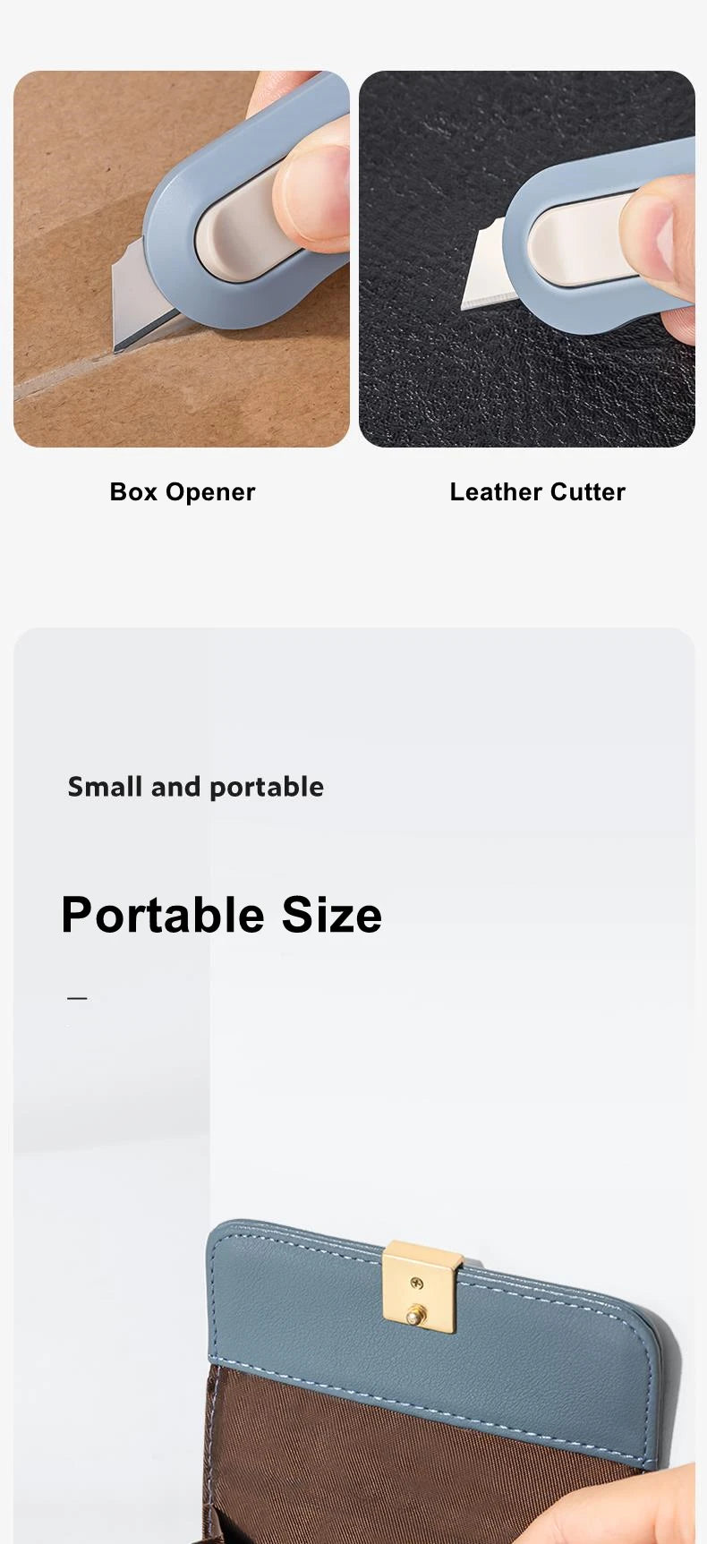 Deli Portable Mini Box Cutter Utility Knife, SK5 Metal Blades Box Opener Cutting Auto-Retractable Pocket Paper Cutter