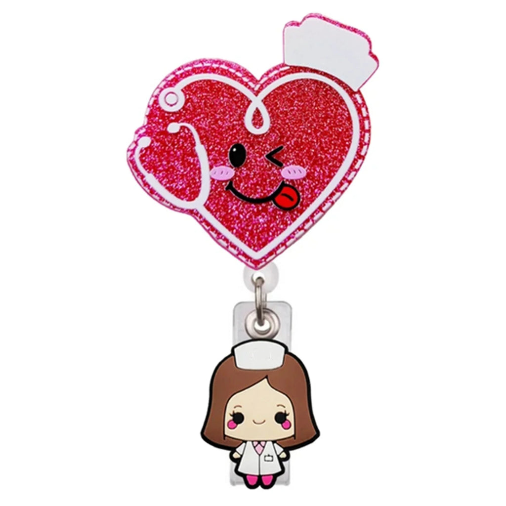Acrylic Brain Baby Cat Coffee Cup Medical Rotatable Id Badge Holder Retractable Badge Reel Gift For Doctor Nurse Key Chain Tools