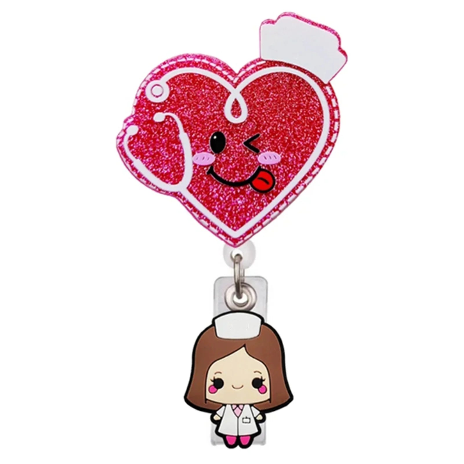 Acrylic Brain Baby Cat Coffee Cup Medical Rotatable Id Badge Holder Retractable Badge Reel Gift For Doctor Nurse Key Chain Tools