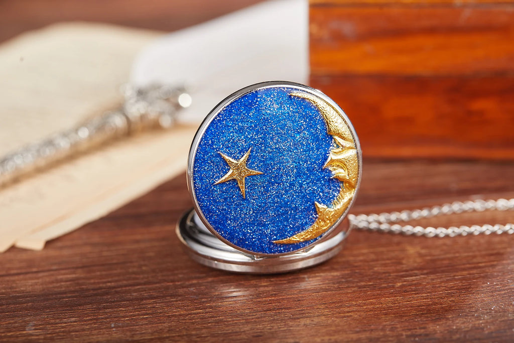 Retro men pocket watch college windy day moon stars personality appearance women pocket watch children quartz pocket watch