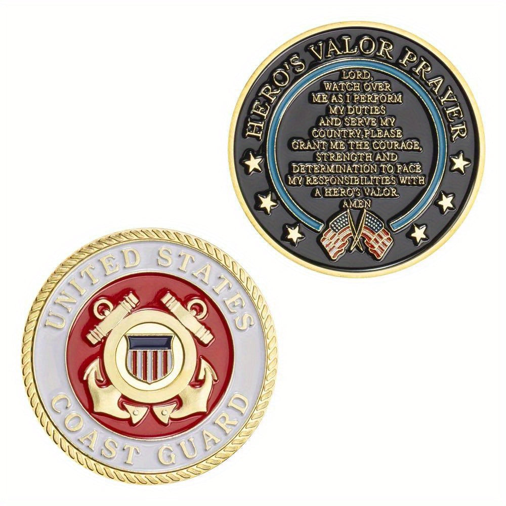 United States Coast Guard Challenge Coin and HeroValor Prayer for Courge Coins Golden Plated Souvenirs Decors Commemorative Coin