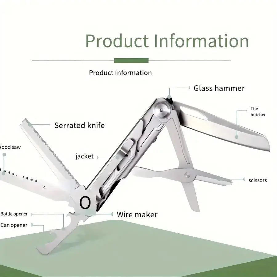 9-in-1 Multitool Pocket Mini EDC Tooll Pocket Knife - Foldable for Lightweight Portable Tool for Camping and Household Use