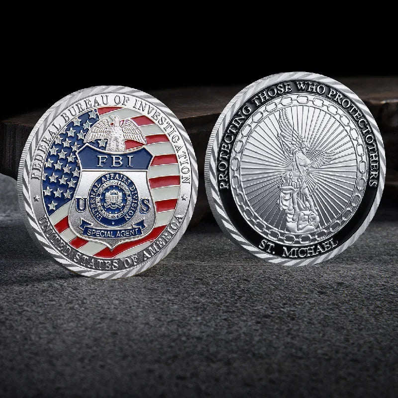 US FBI Themed Coins, Military Challenge Coins, Metal Electroplating Process Products, Badges, Commemorative Gold Coins