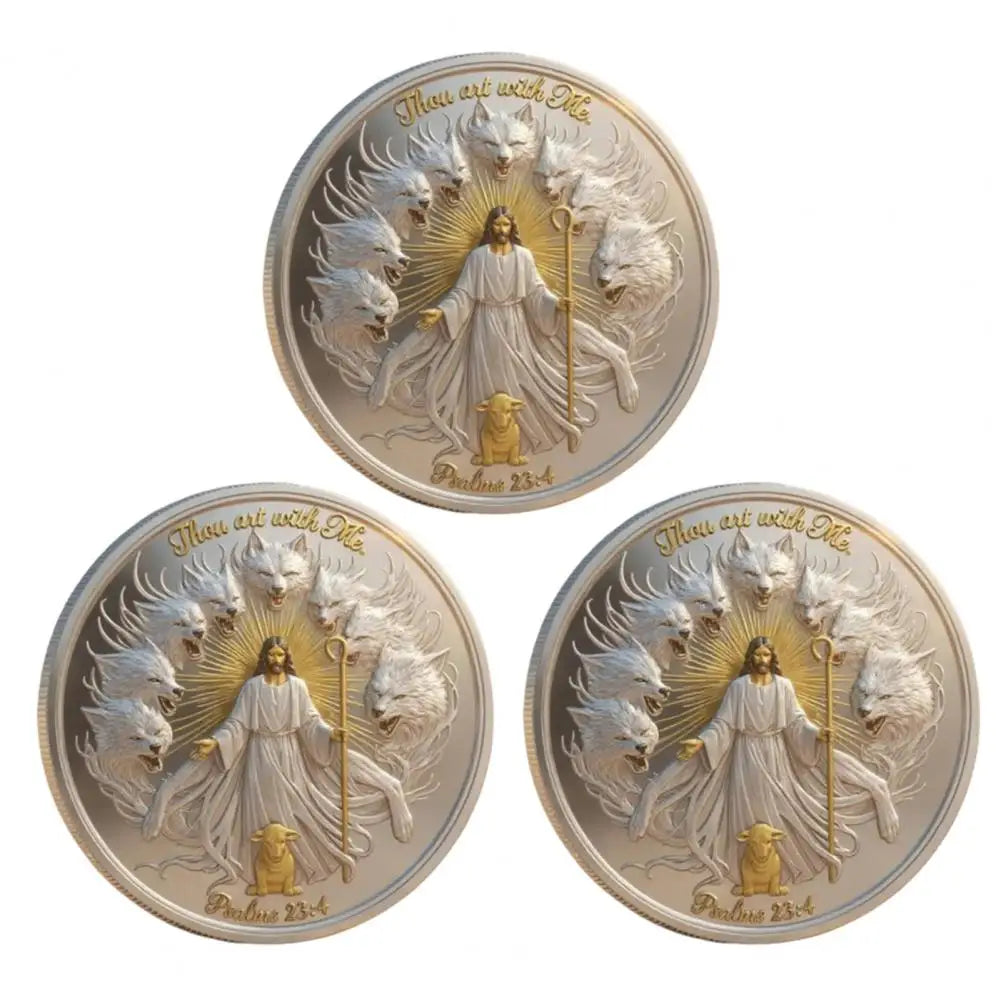 Faith Coin Faith Commemorative Coin Jesus Good Shepherd Psalm 23 4 Protection Challenge Coin Keepsake Token for Believers