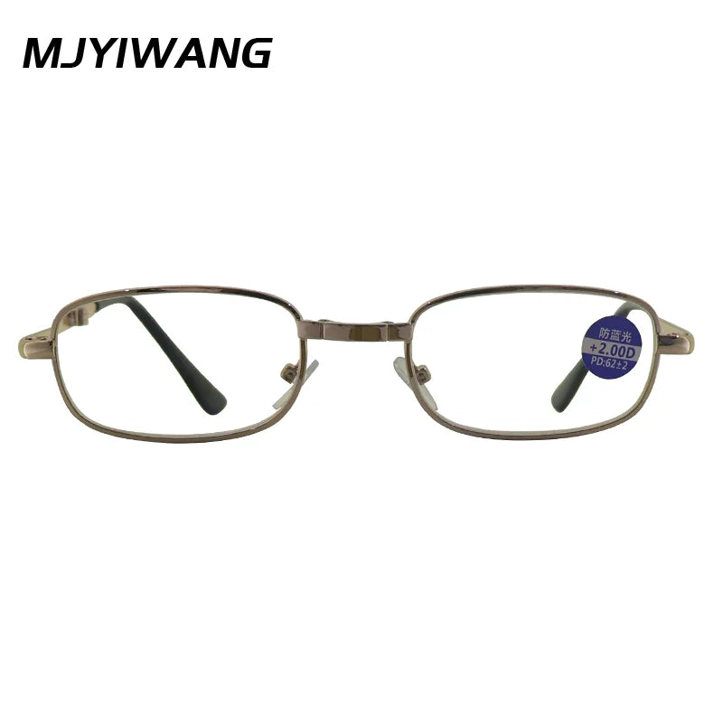 Foldable metal glasses, gold framed anti blue light presbyopia glasses, portable men's and women's business casual glasses