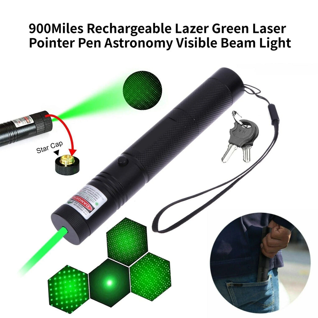 900Miles Rechargeable Lazer Green Laser Pointer Pen Astronomy Visible Beam Light