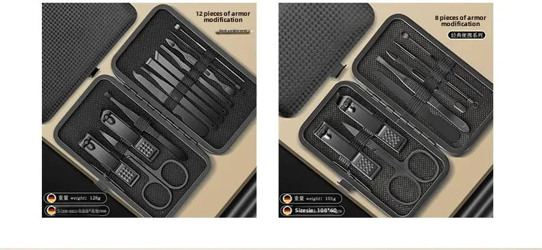 7/8/10/12/15/24pcs Set Professional Manicure Set Kits Stainless Steel Fingernail Toenail Clippers Set with Leather Portable